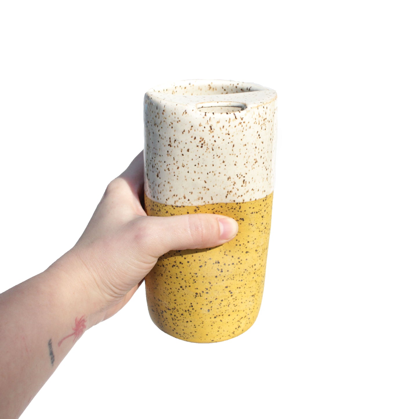 Sunflower Yellow Speckled Stoneware Travel Mug
