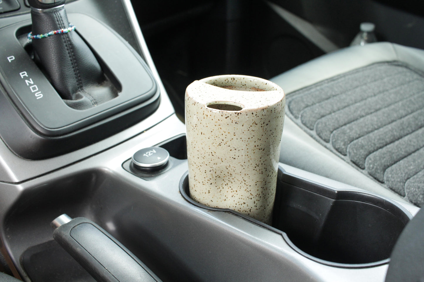 Oatmeal Black Stoneware Travel Mug