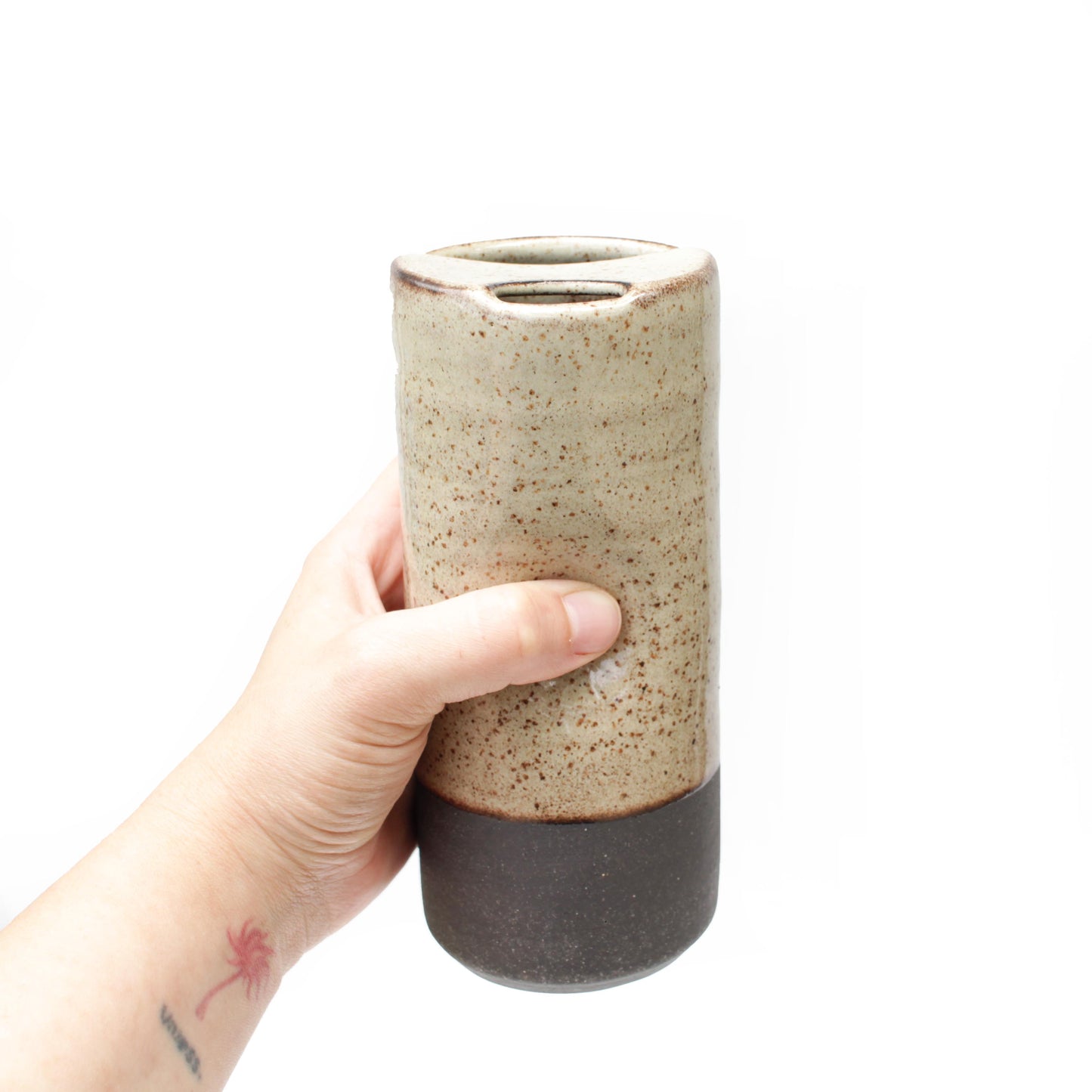 Oatmeal Black Stoneware Travel Mug