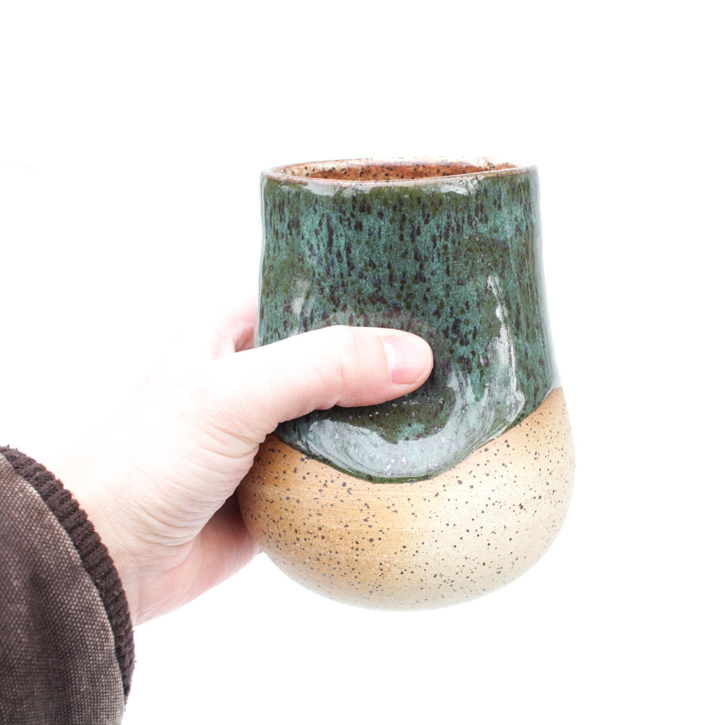 Forest Green Speckled Stoneware Thumb Tumbler