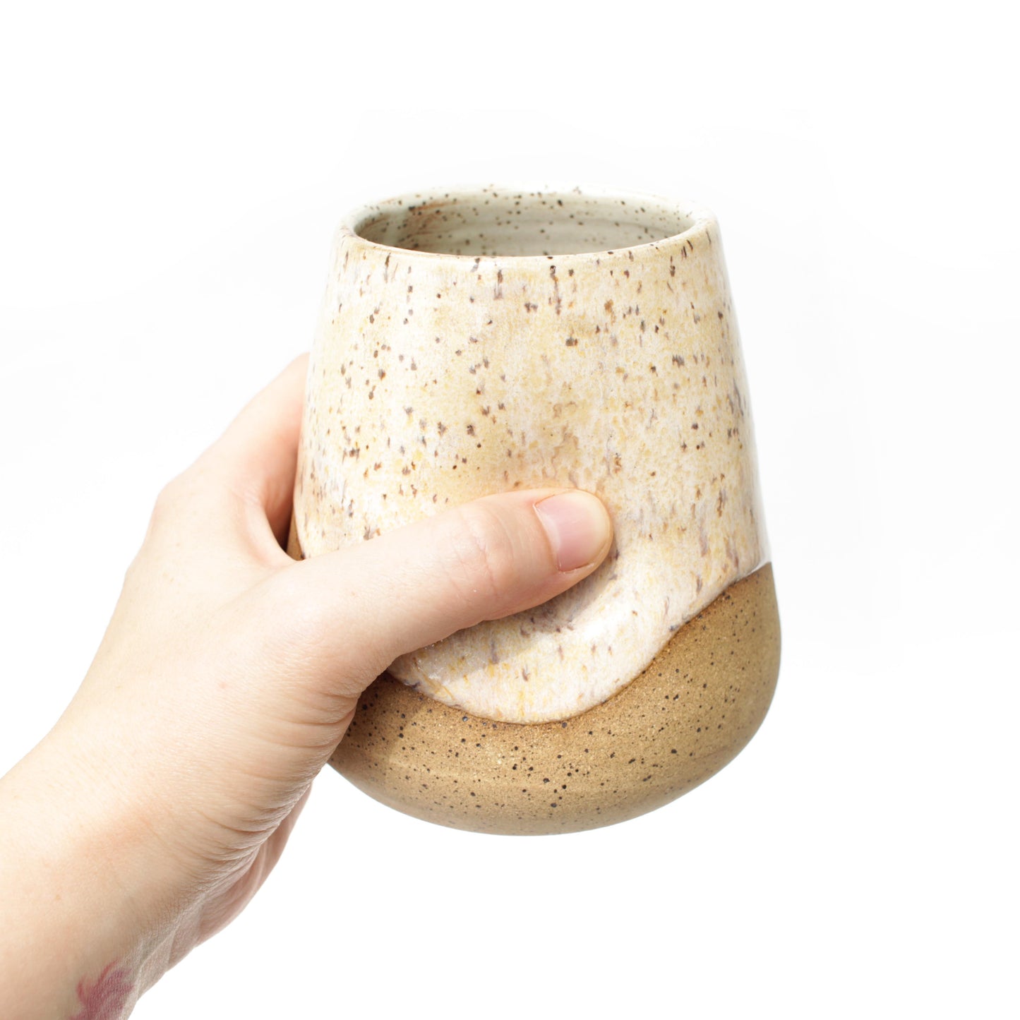 Toasted Cream Speckled Stoneware Thumb Tumbler