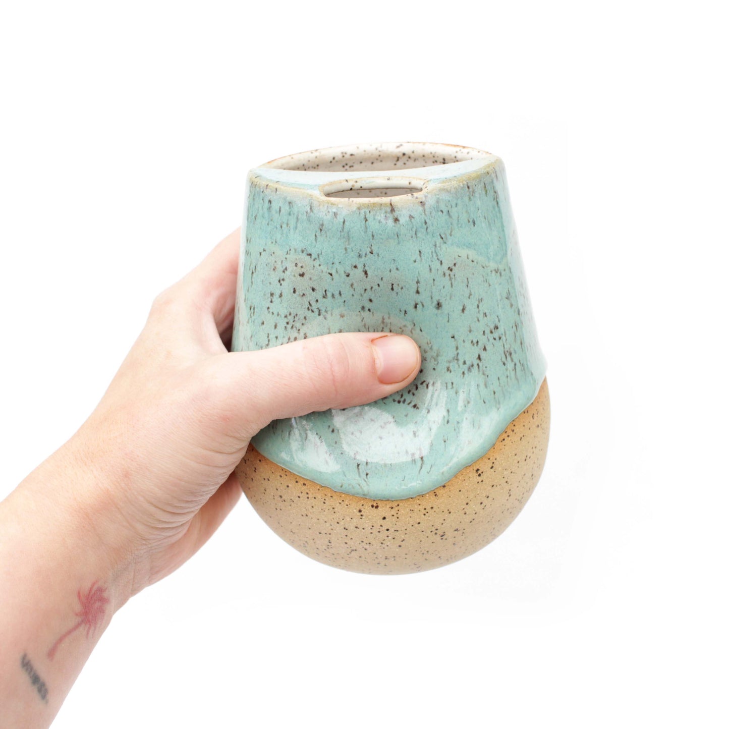 Arctic Mint Cozy Speckled Stoneware Sip-Top Thumb Tumbler