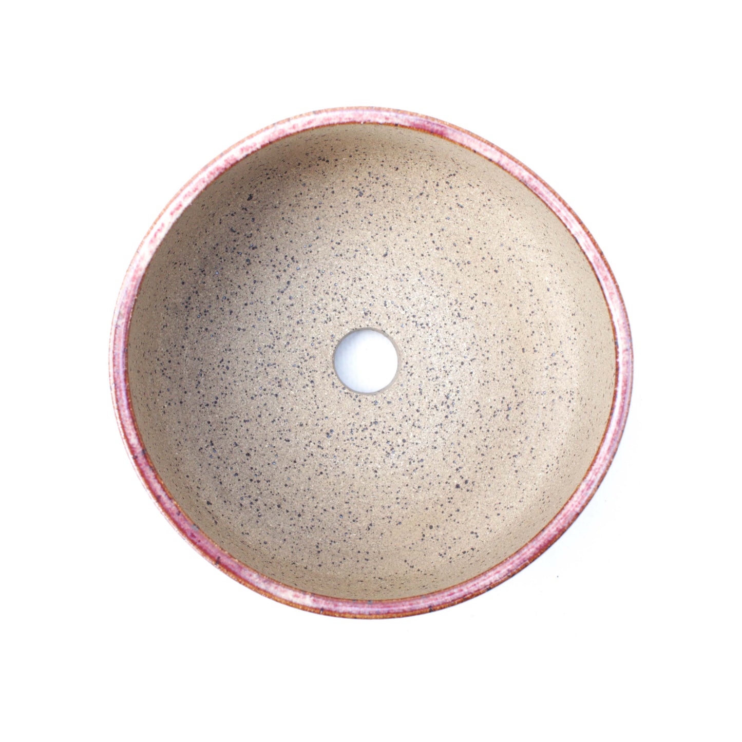 5" Raspberry and Cream Speckled Stoneware Planter Pot