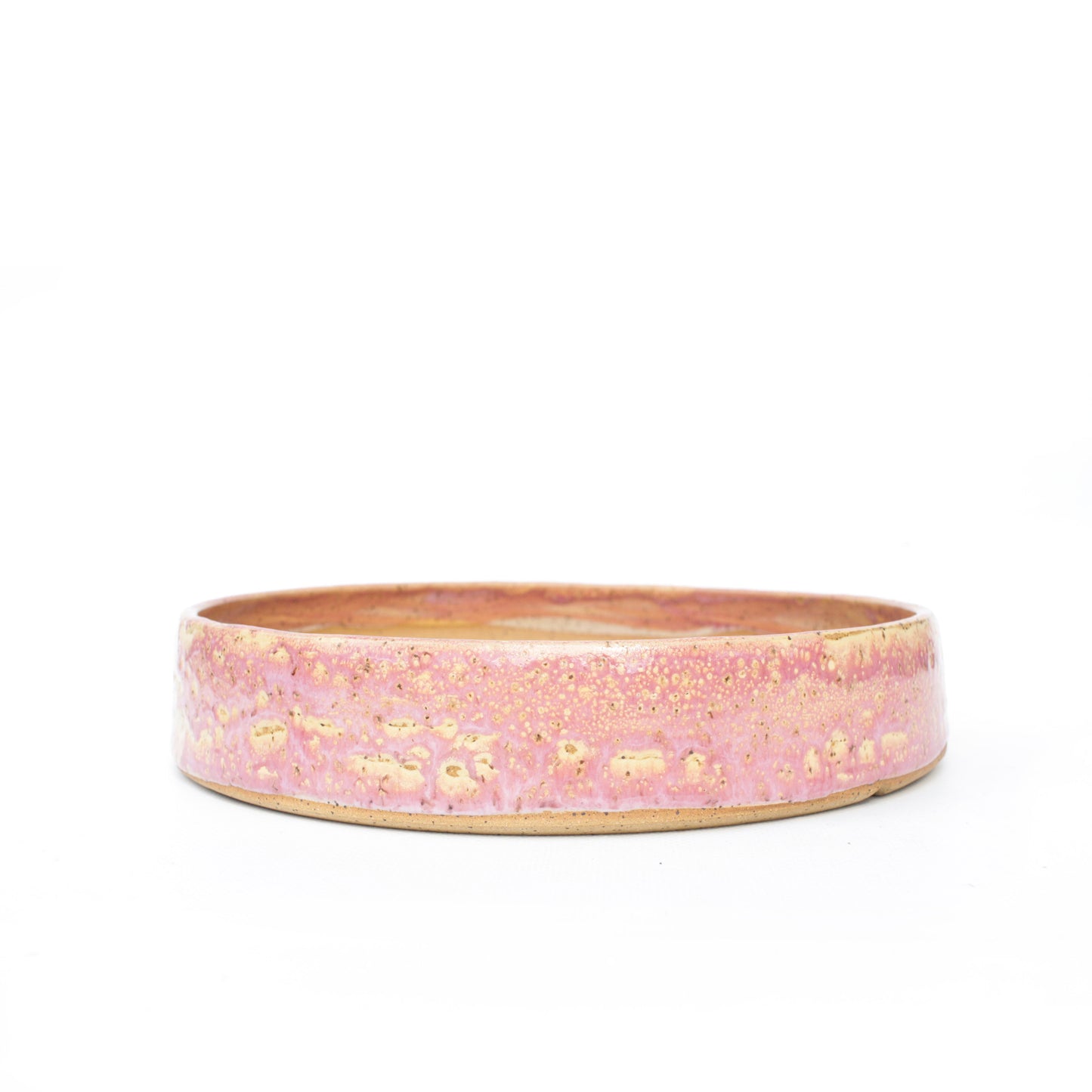 9.5" Pink Speckled Stoneware Bonsai Pot