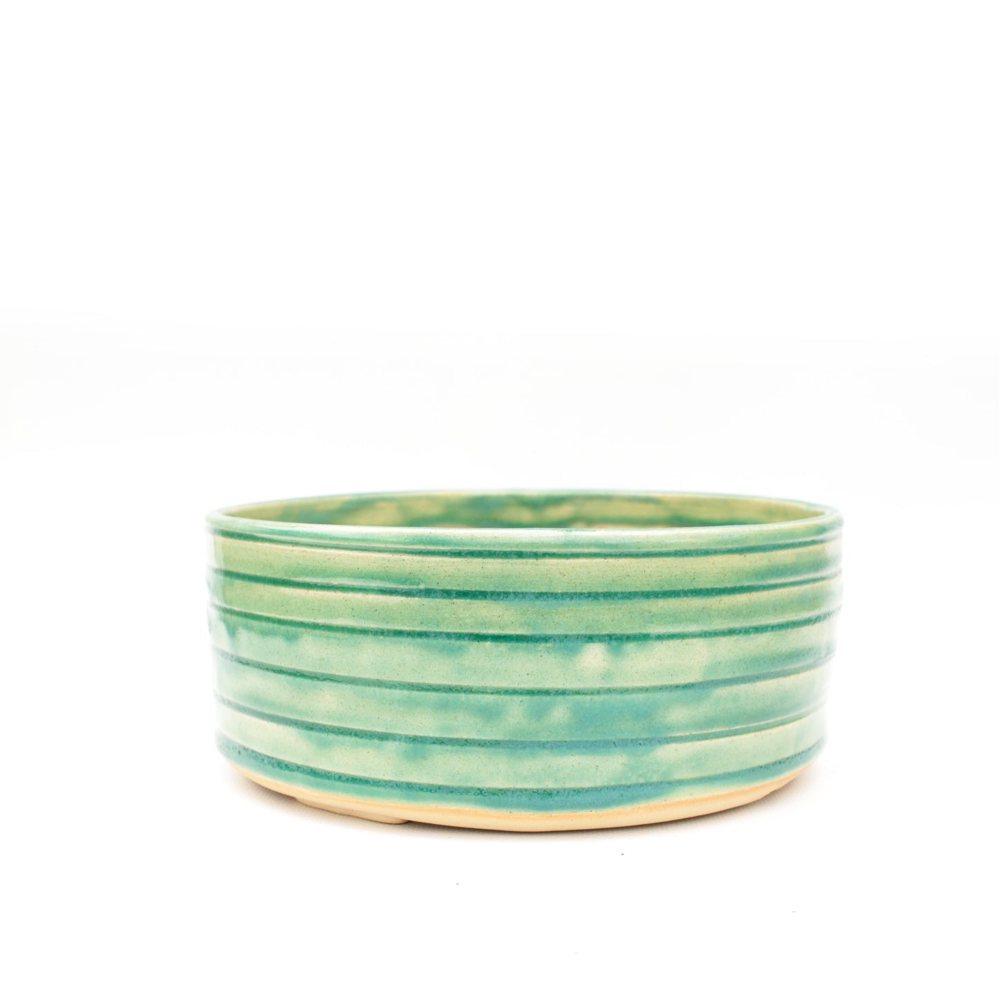 7.5" Turquoise Crackle Stoneware Bonsai Pot