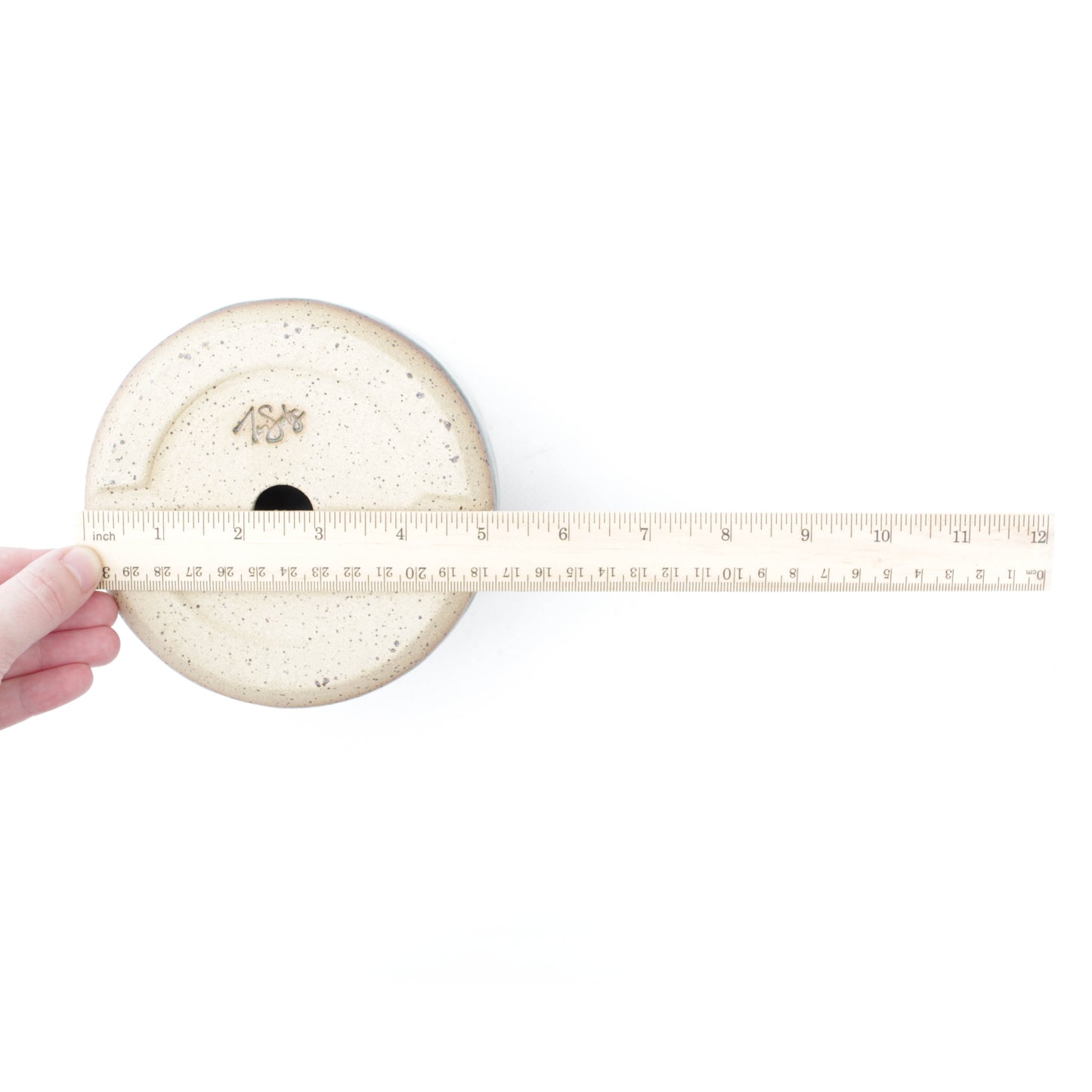 5" Green Speckled Stoneware Planter Pot