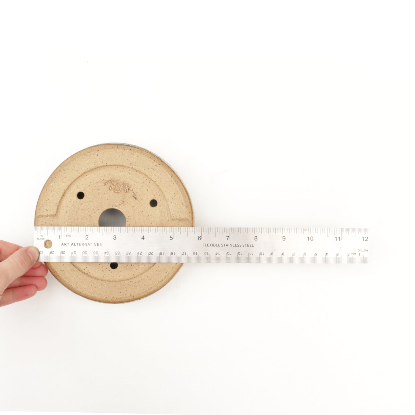 5" Pastel Green Speckled Stoneware Bonsai Pot