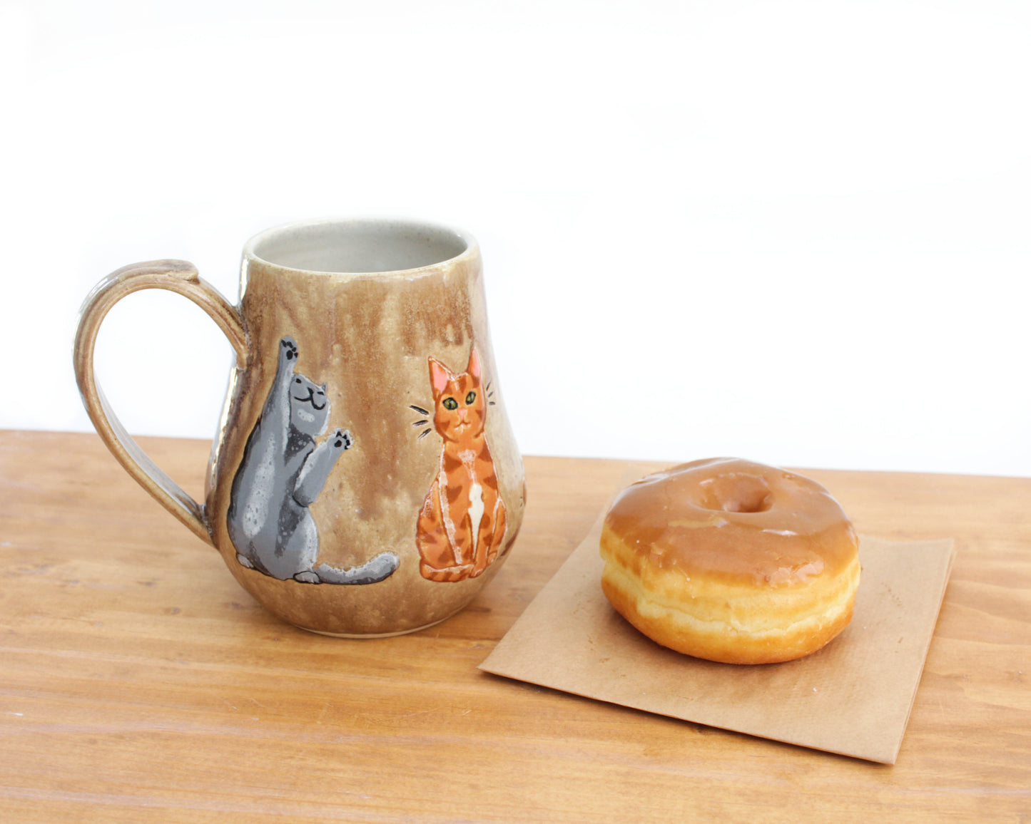 Cats Golden Brown Stoneware Mug