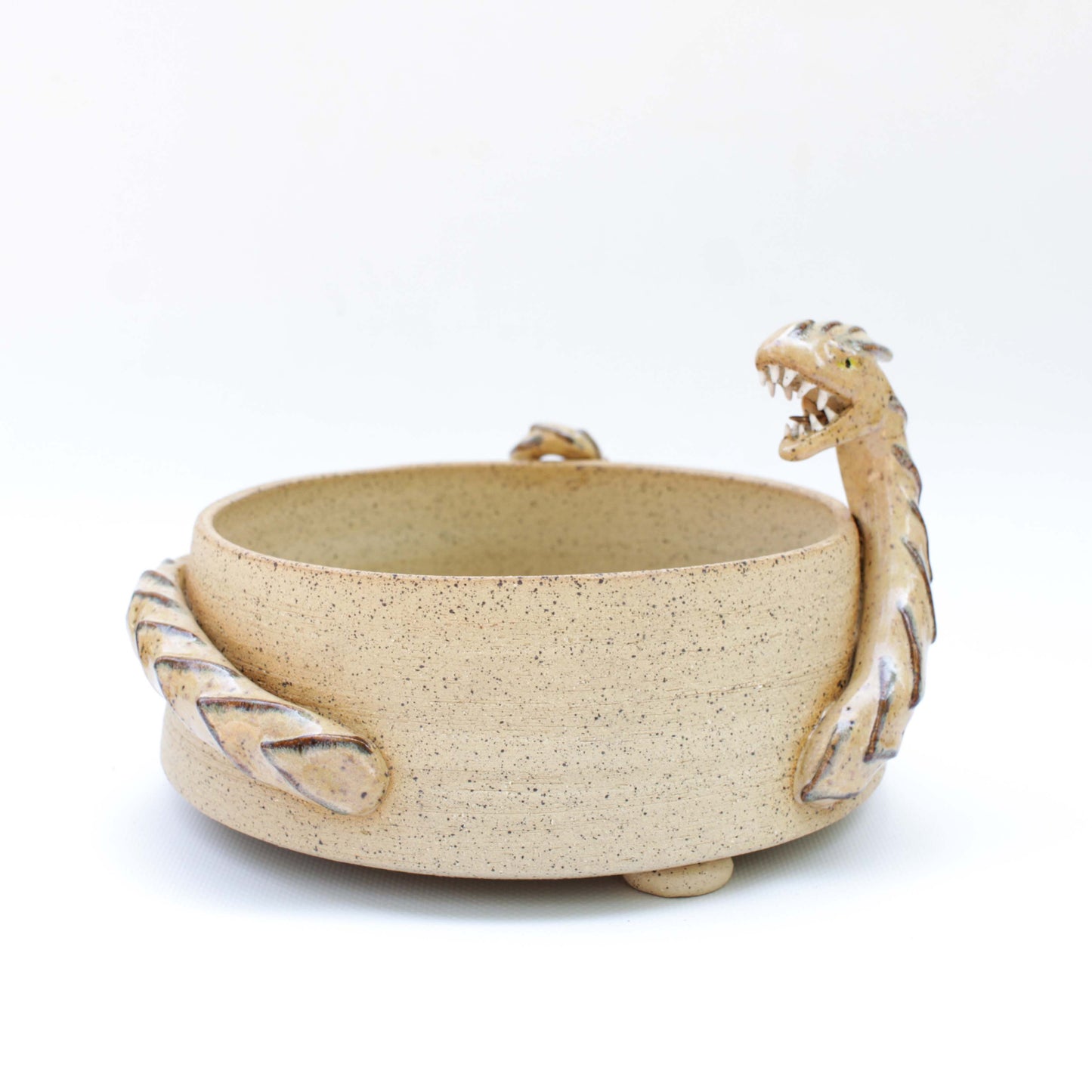7.5" Sand Dragon Sculpture Speckled Stoneware Bonsai Pot