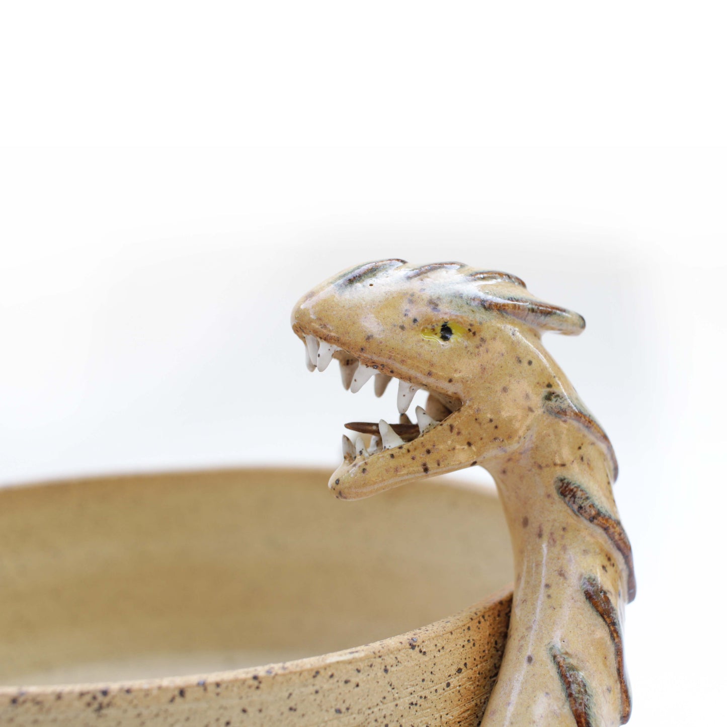 7.5" Sand Dragon Sculpture Speckled Stoneware Bonsai Pot