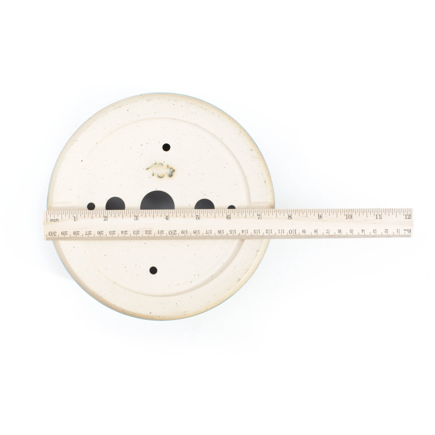 7.5" Teal Speckled Stoneware Bonsai Pot