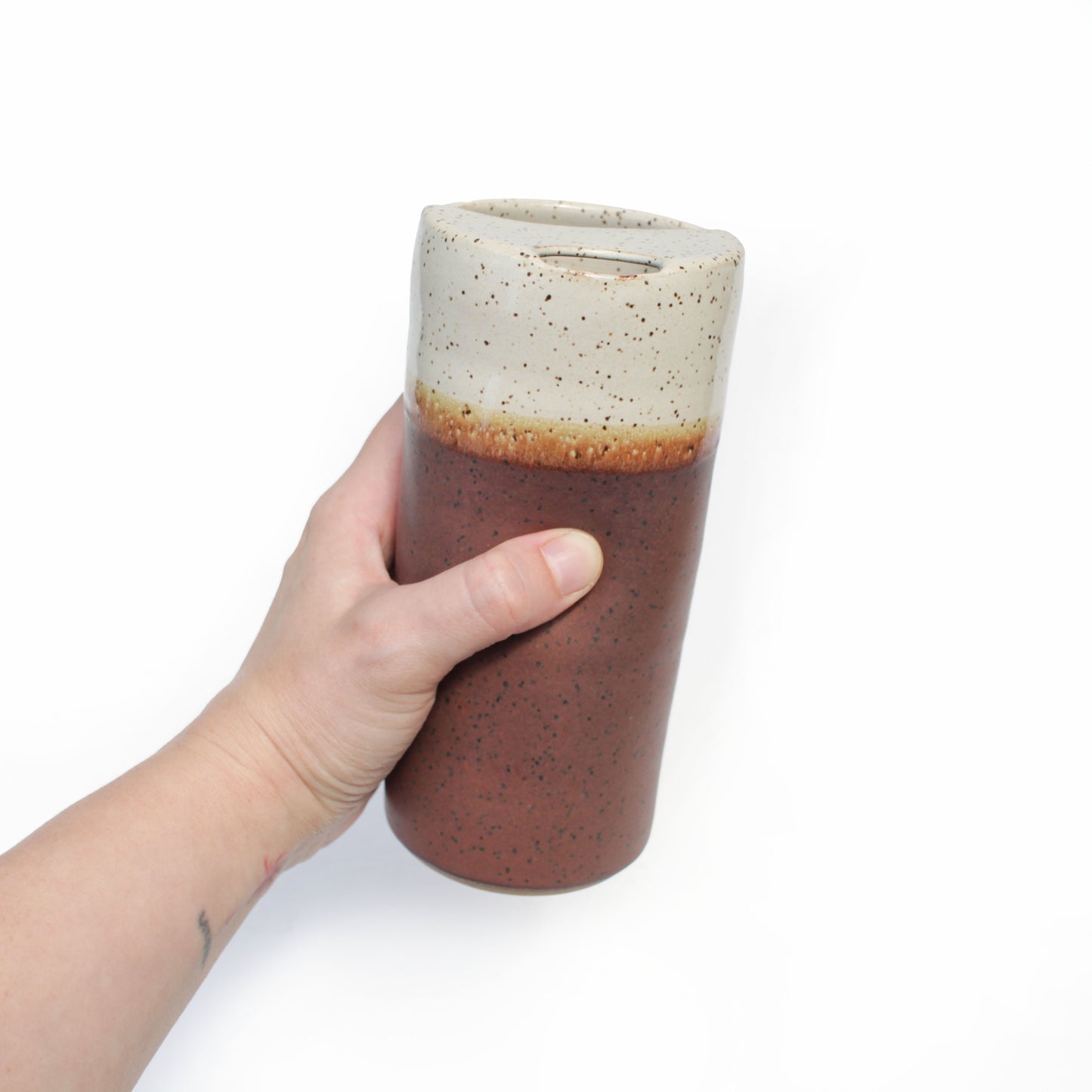 Ceramic Travel Mugs Skinny Speckled Stoneware Thumb Tumbler