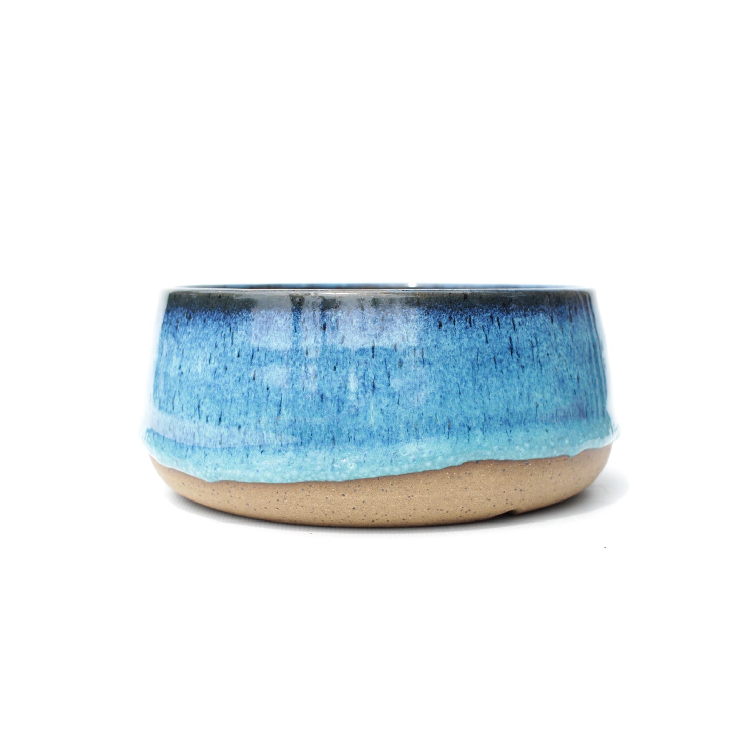 7" Electric Blue Speckled Stoneware Bonsai Pot