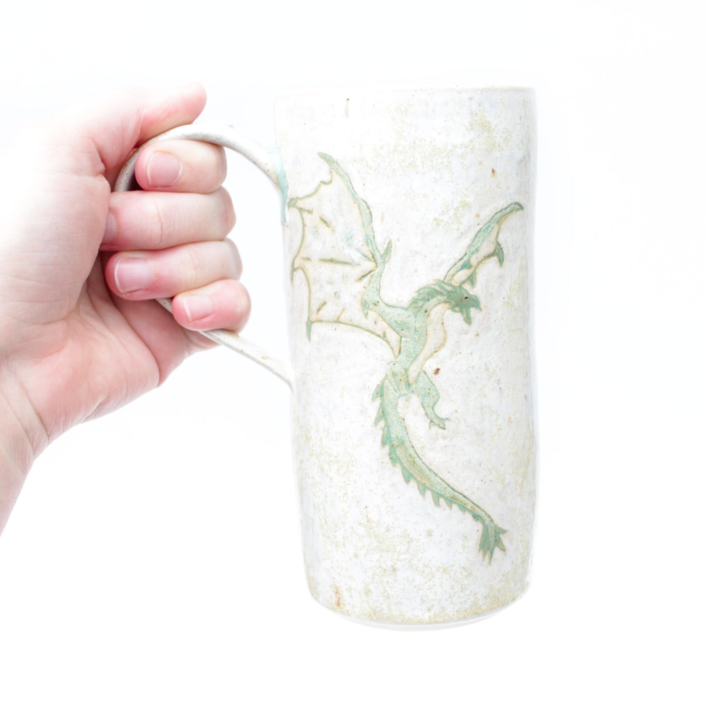 Green Dragon Stoneware Mug with Handle