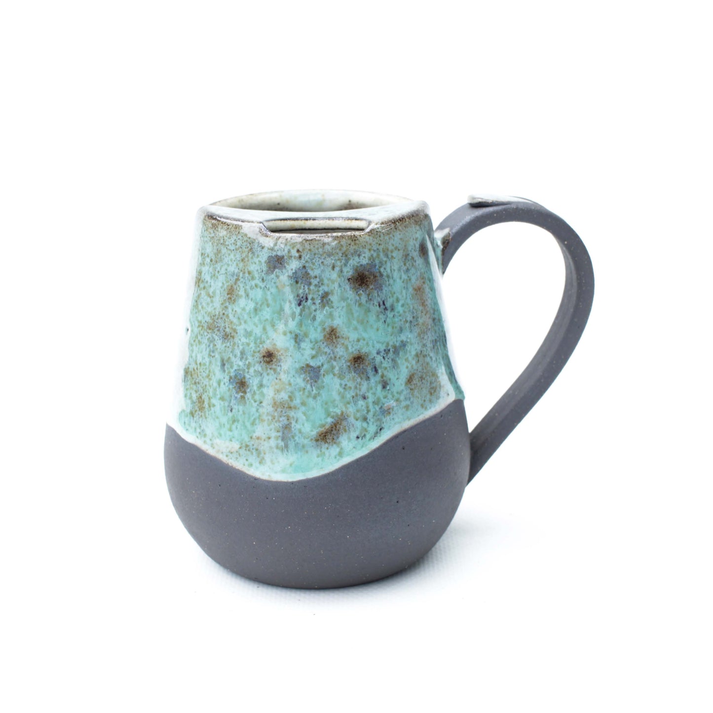 Turquoise Teal Cozy Black Stoneware Sip-Top Mug