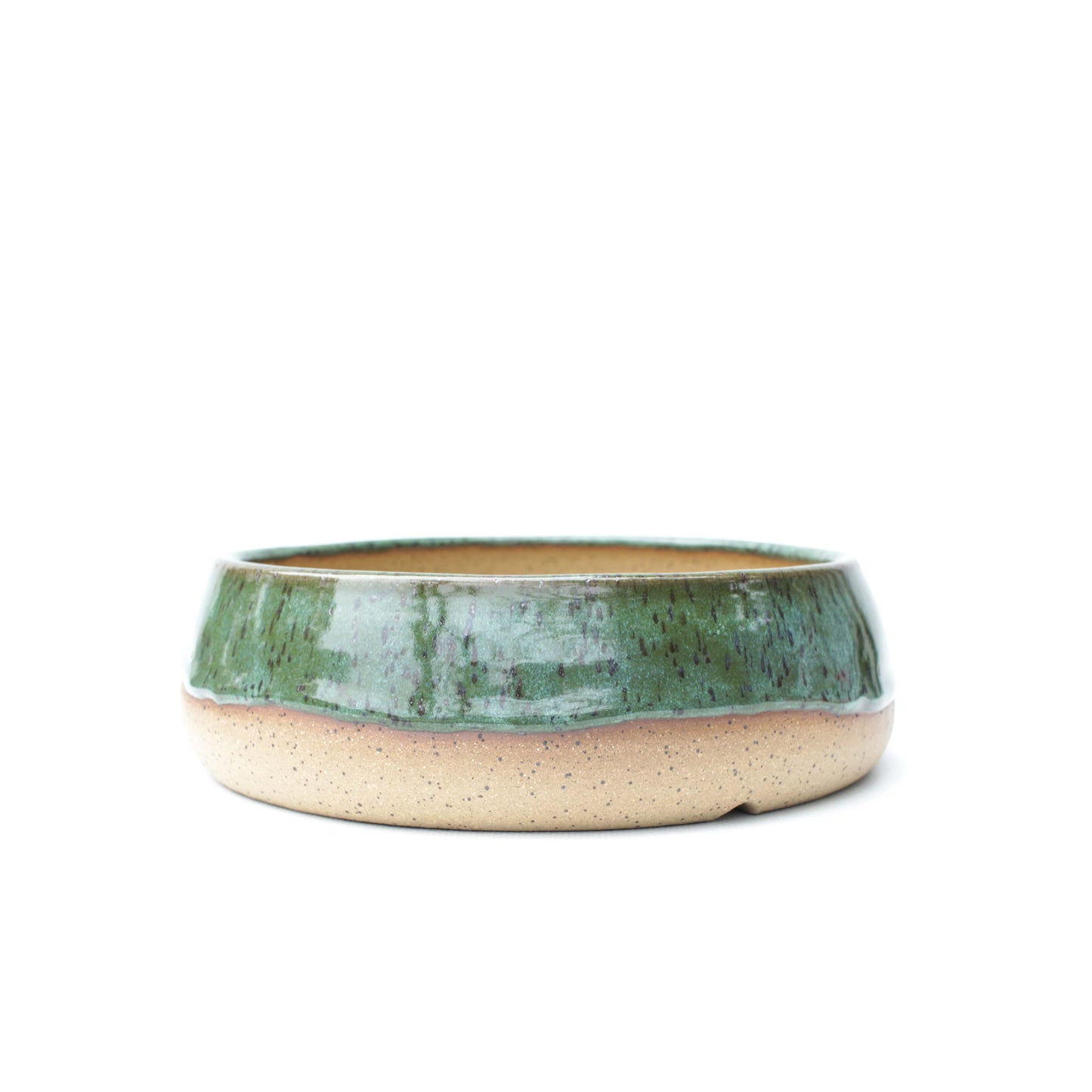 7.75" Green Speckled Stoneware Bonsai Pot