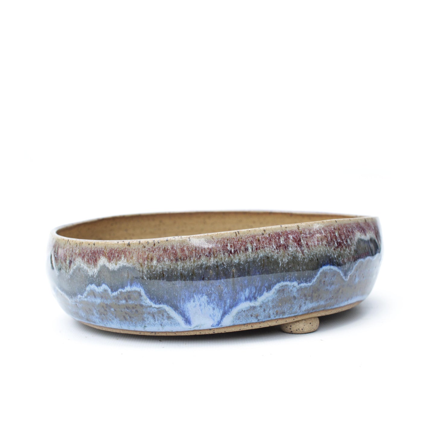 8" Speckled Stoneware Irregular Round Bonsai Pot