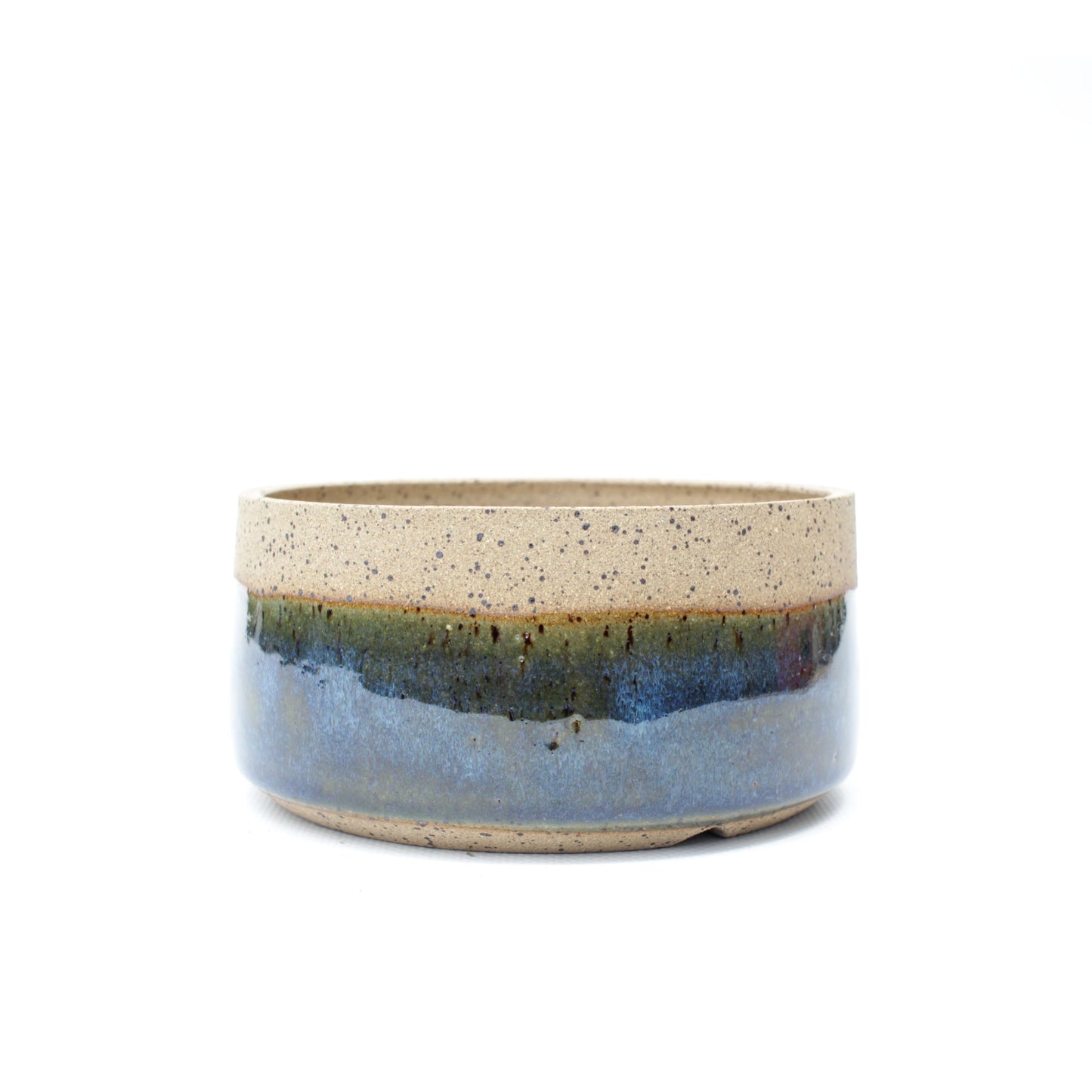 5" Blue Green Speckled Stoneware Planter Pot