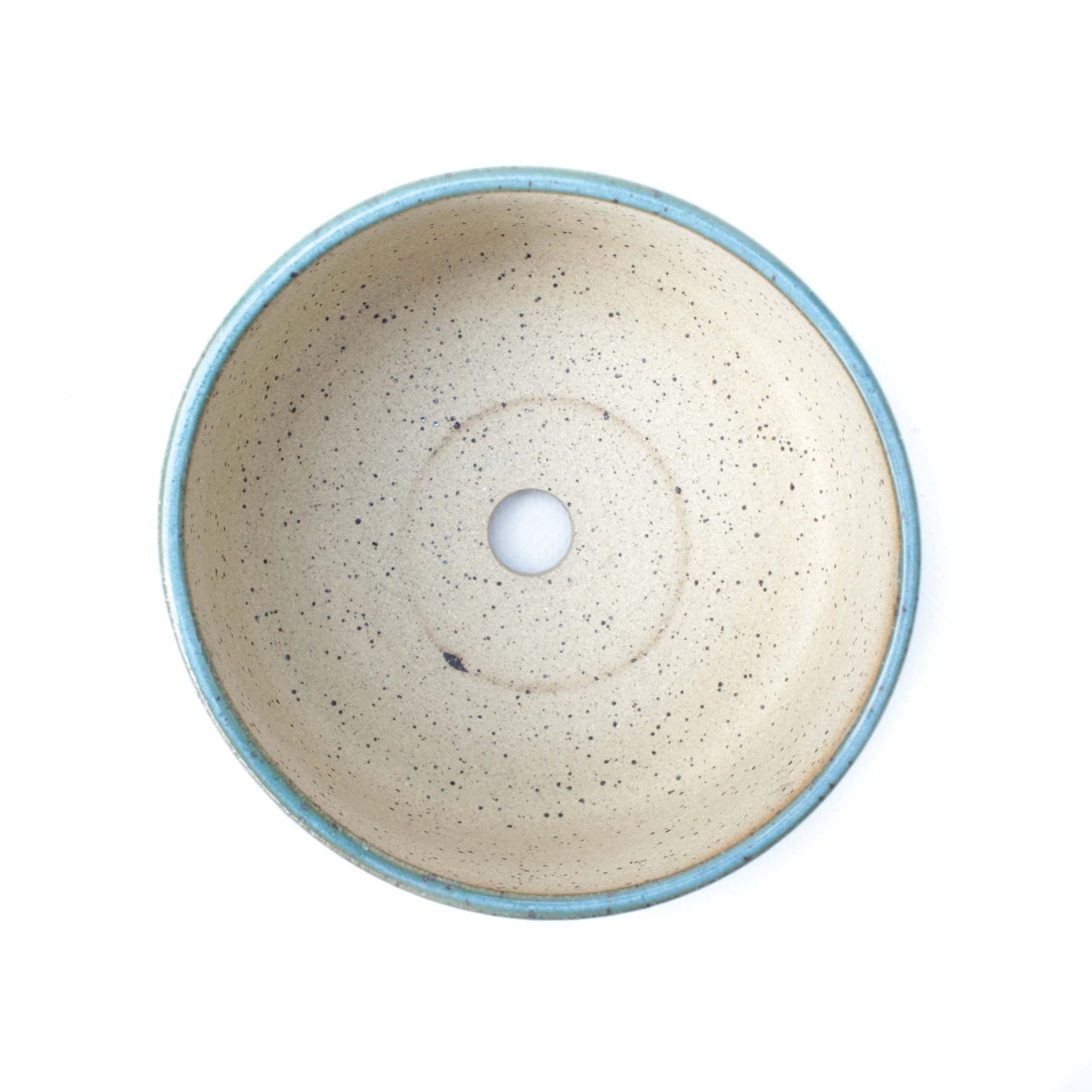 5" Lime Green and Turquoise Speckled Stoneware Planter Pot