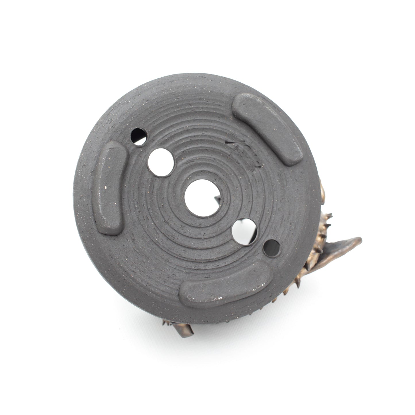 4.5" Metallic Dragon Sculpture Black Stoneware Planter