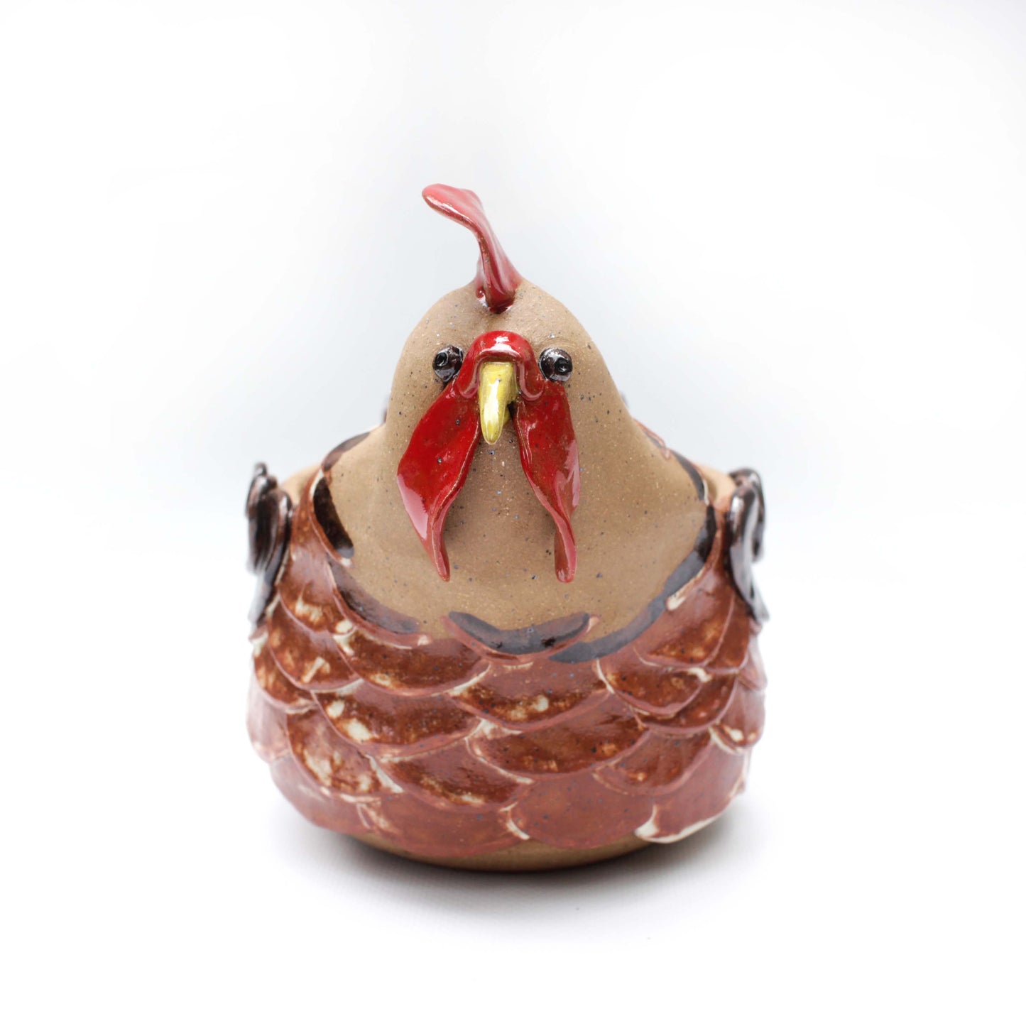 Red Rooster Chicken Speckled Stoneware Planter