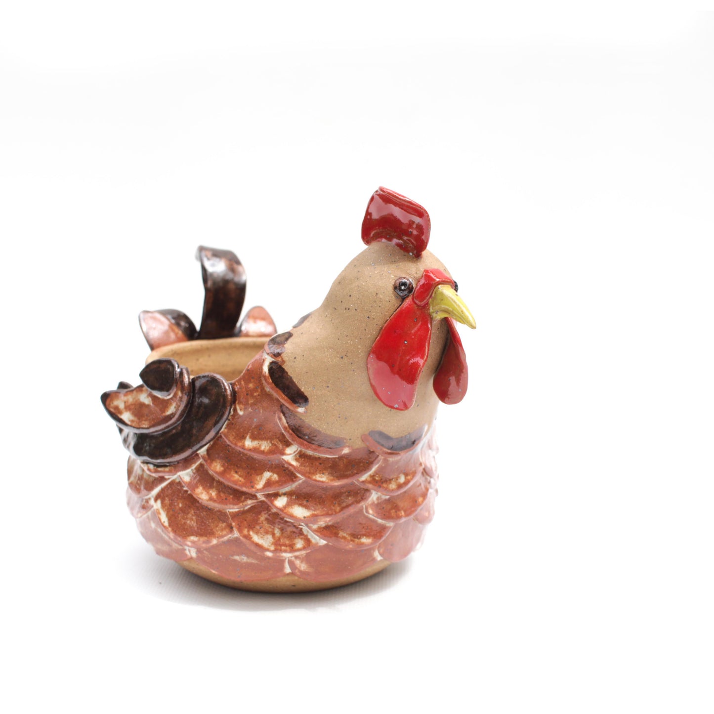 Red Rooster Chicken Speckled Stoneware Planter
