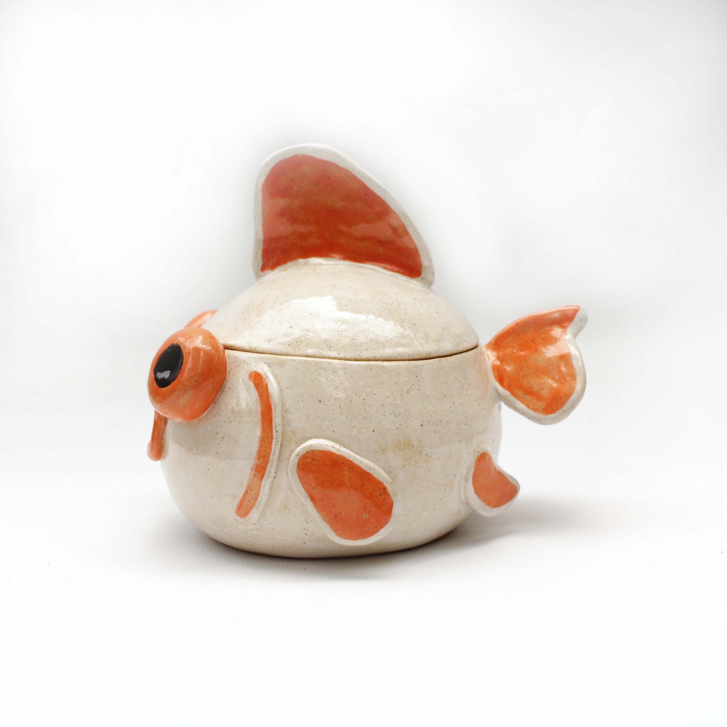 White and Orange Fancy Goldfish Jar