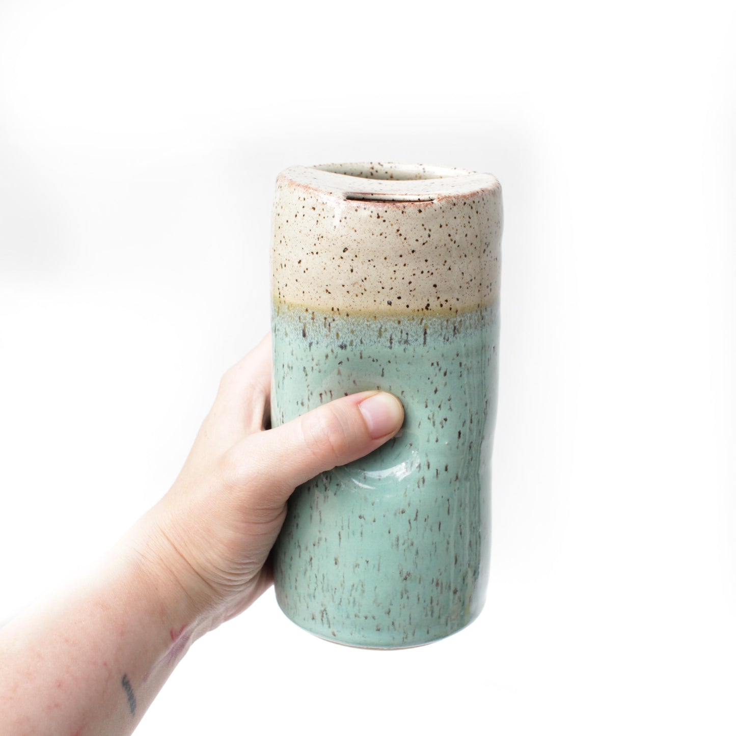 Ceramic Travel Mugs Skinny Speckled Stoneware Thumb Tumbler