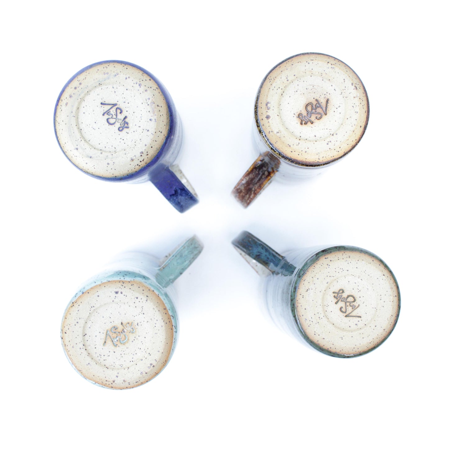 Ceramic Travel Mug with Handle Tall Skinny Speckled Stoneware