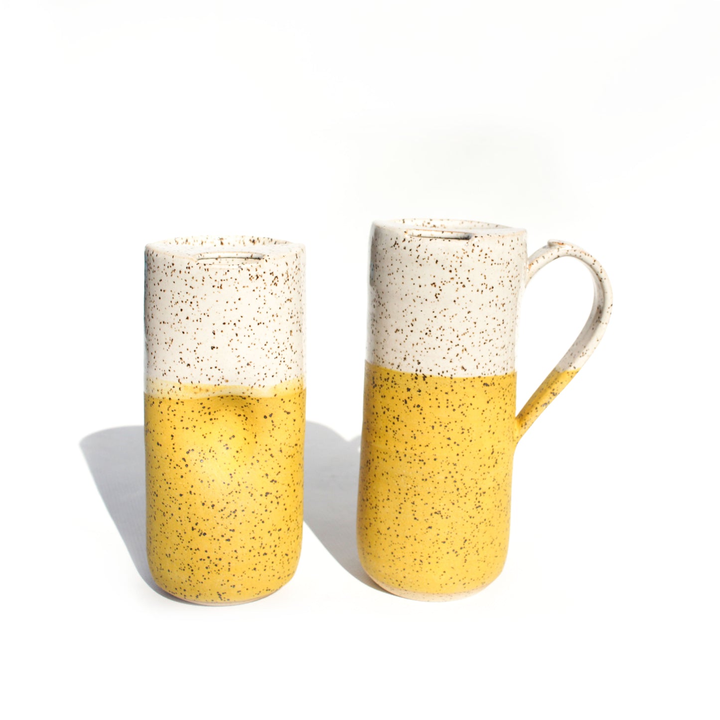Sunflower Yellow Speckled Stoneware Travel Mug