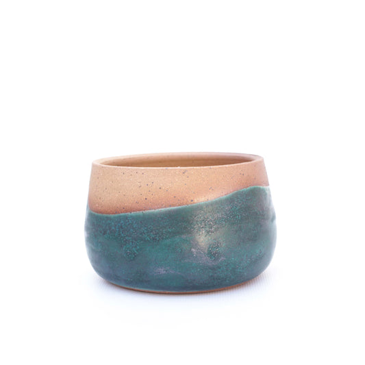 3.5" Teal Speckled Stoneware Planter