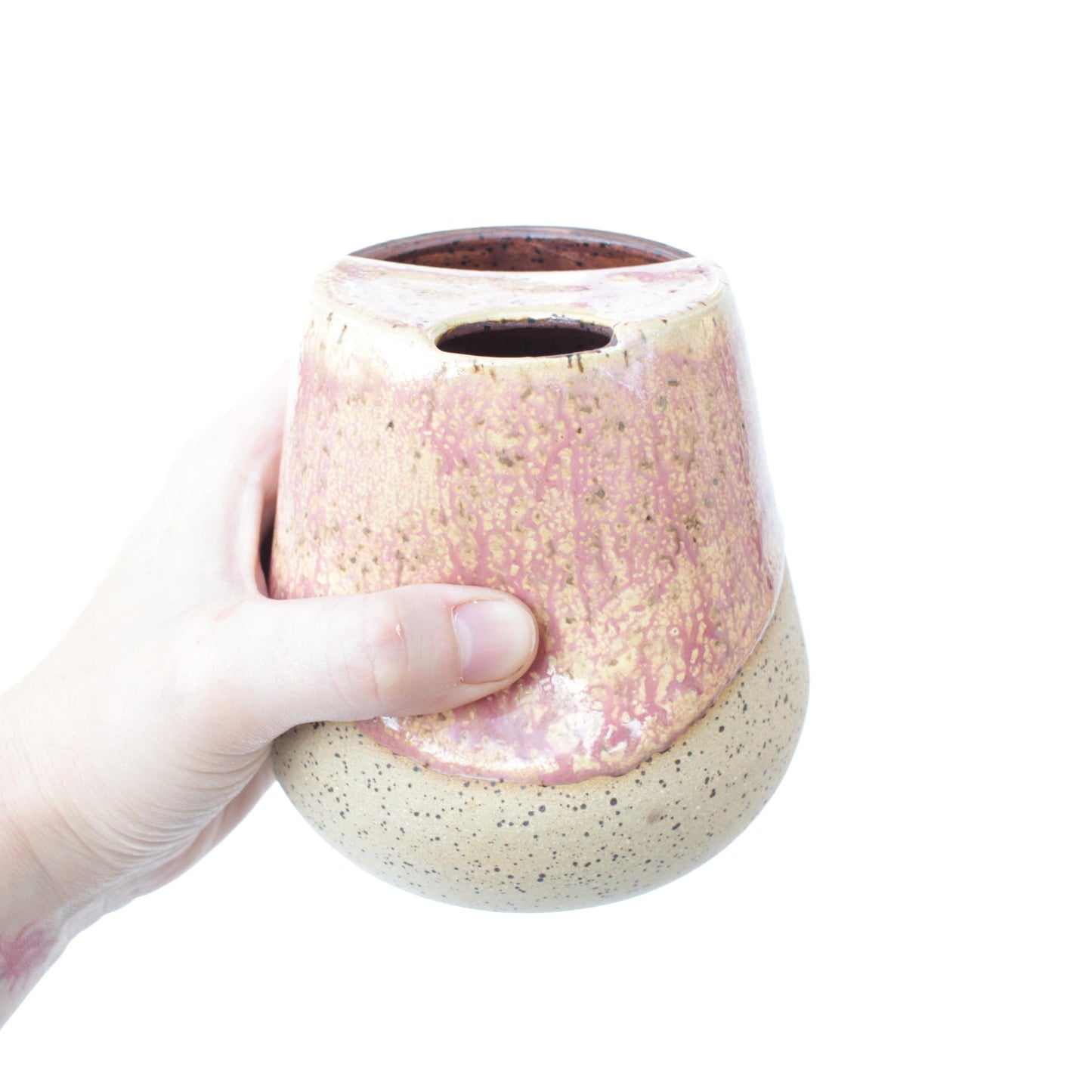 Pink Melt Cozy Speckled Stoneware Sip-Top Thumb Tumbler