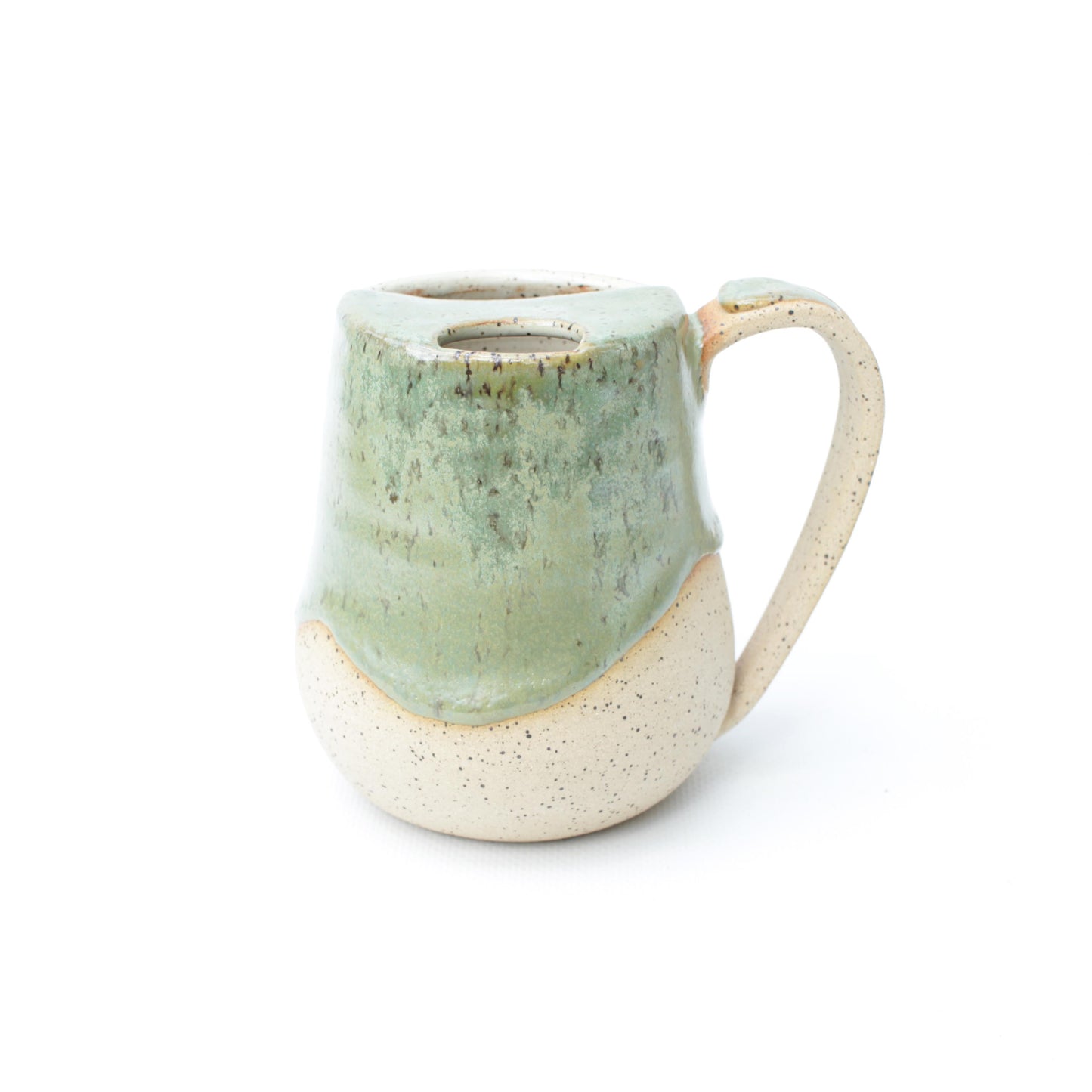 Seafoam Green Speckled Stoneware Sip-Top Mug