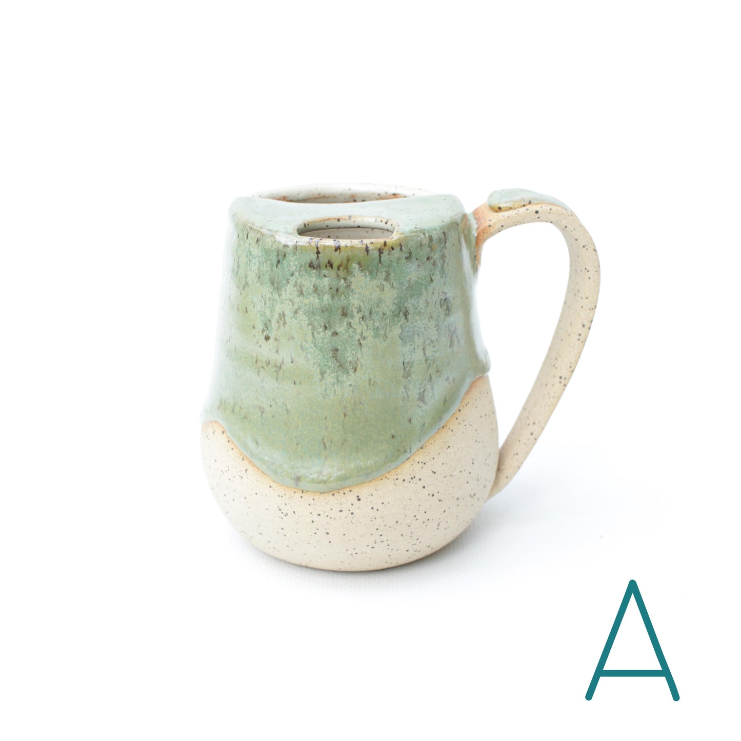 Seafoam Green Speckled Stoneware Sip-Top Mug