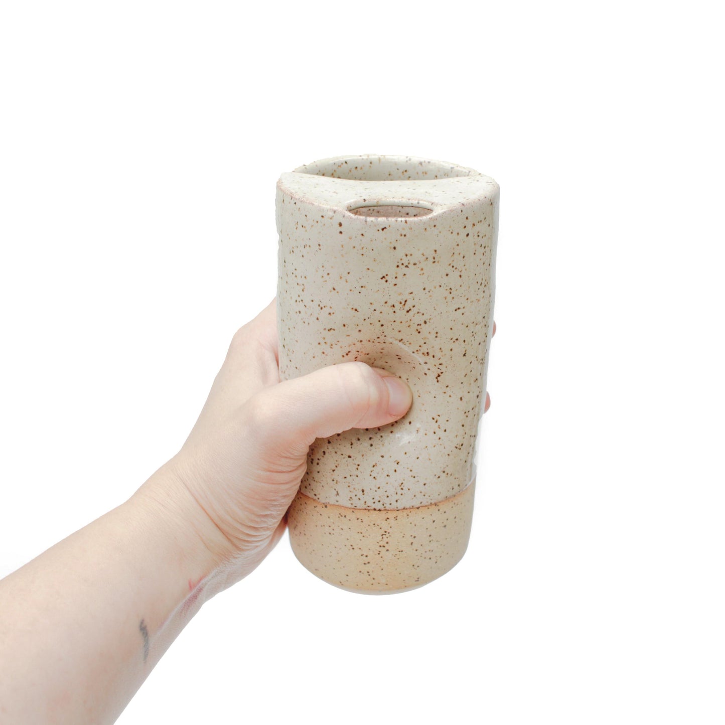 Vanilla Bean Speckled Stoneware Travel Mug