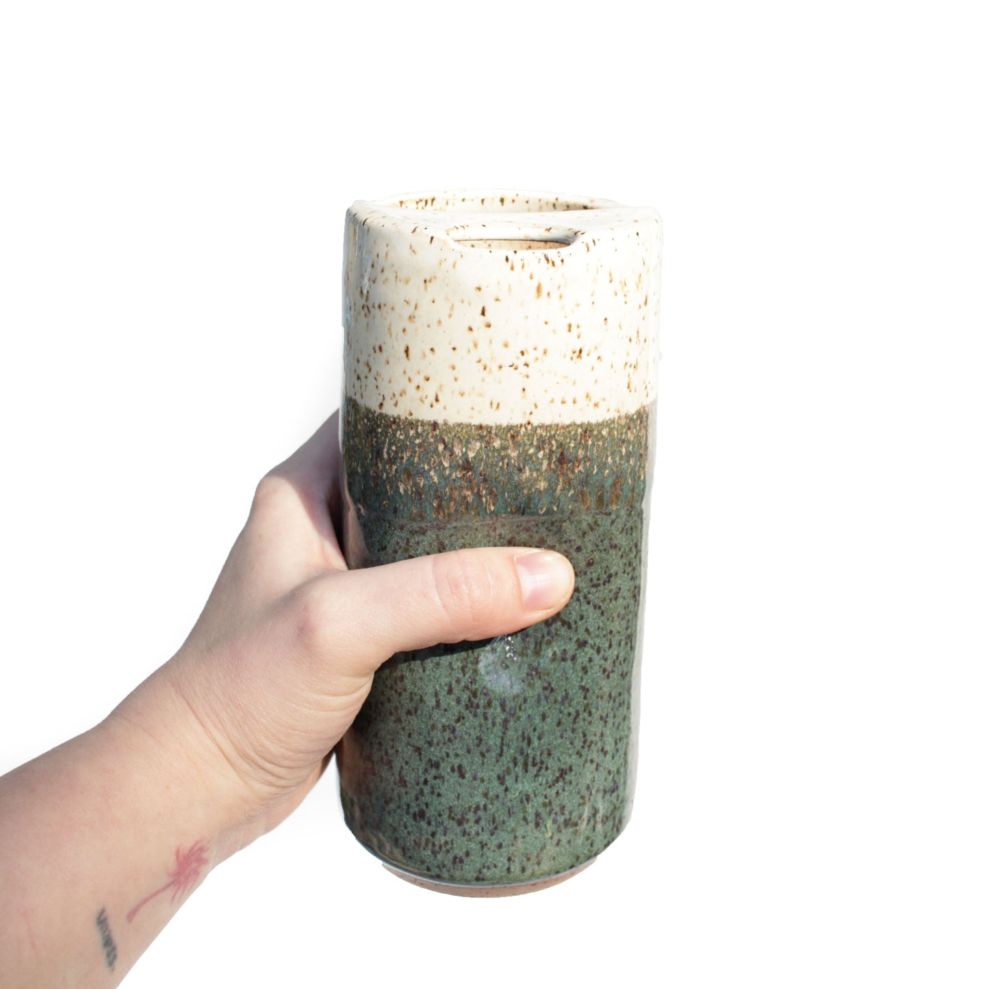 Forest Green Speckled Stoneware Travel Mug