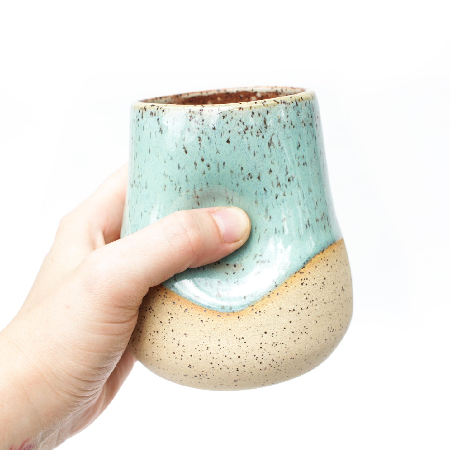 Arctic Mint Speckled Stoneware Thumb Tumbler