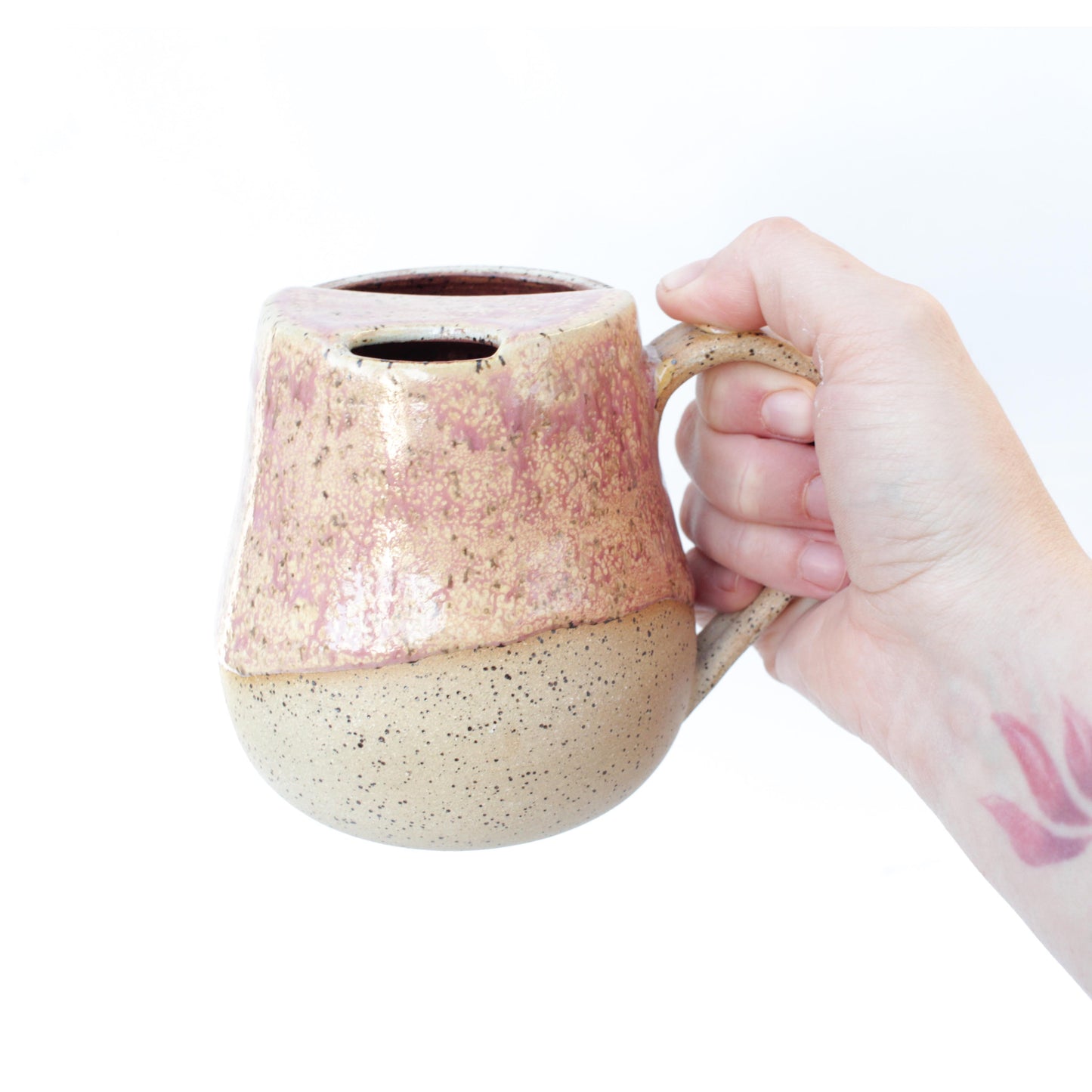 Pink Melt Cozy Speckled Stoneware Sip-Top Mug