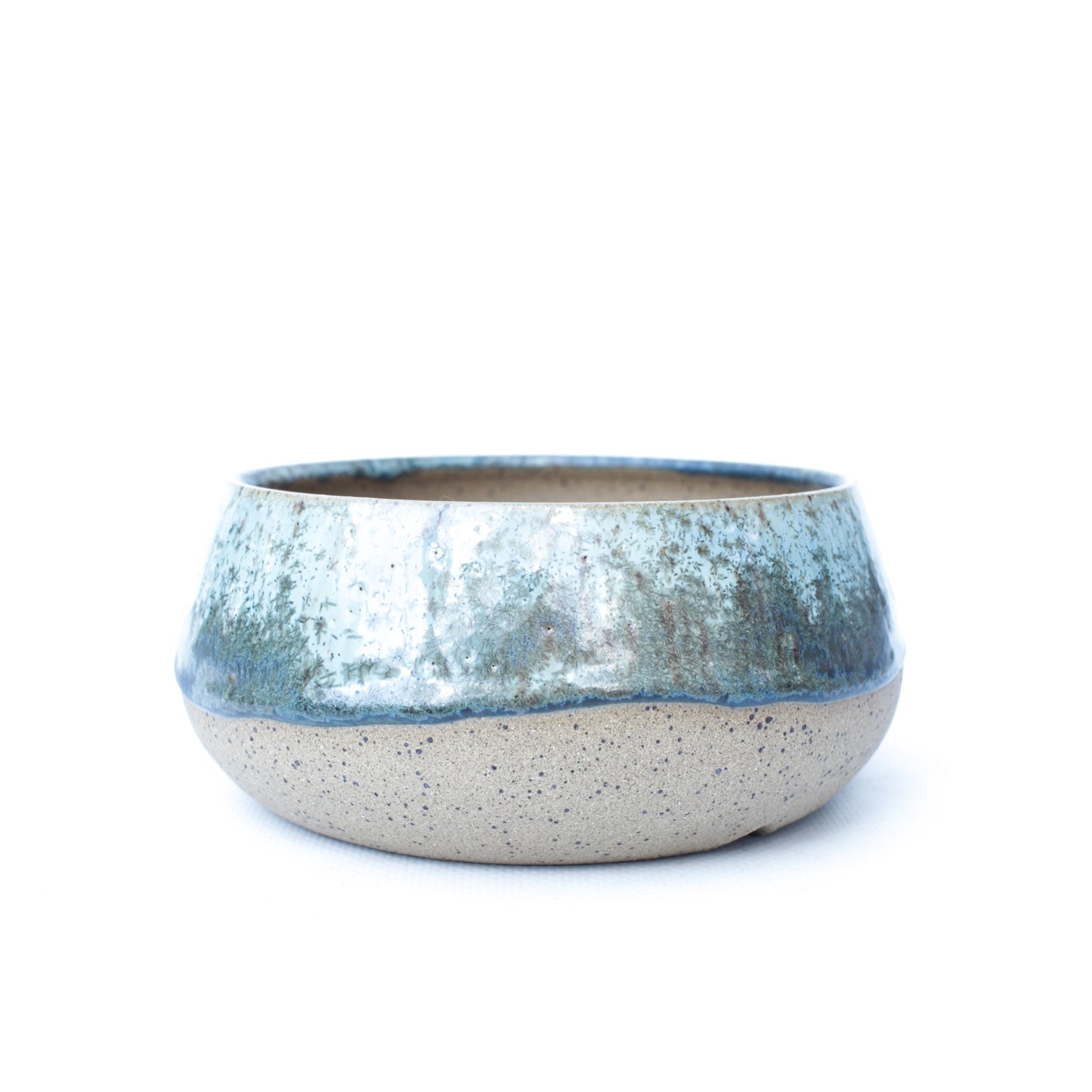5.5" Blue Demin Crystal Speckled Stoneware Planter Pot