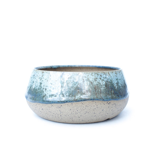 5.5" Blue Demin Crystal Speckled Stoneware Planter Pot