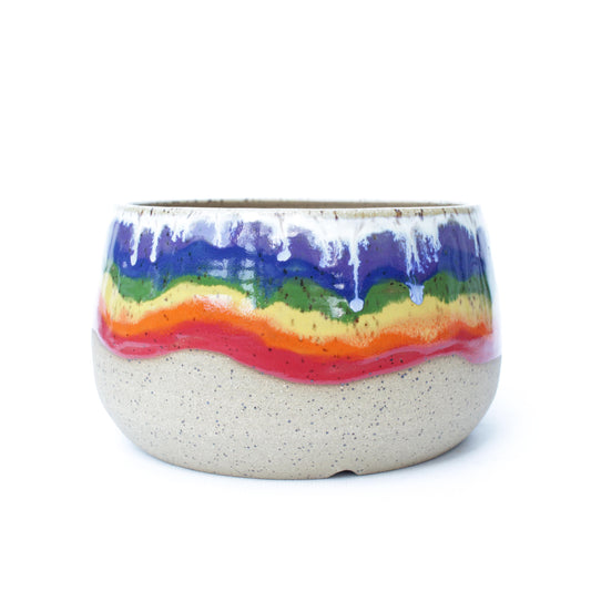 6.5" Rainbow Speckled Stoneware Planter Pot