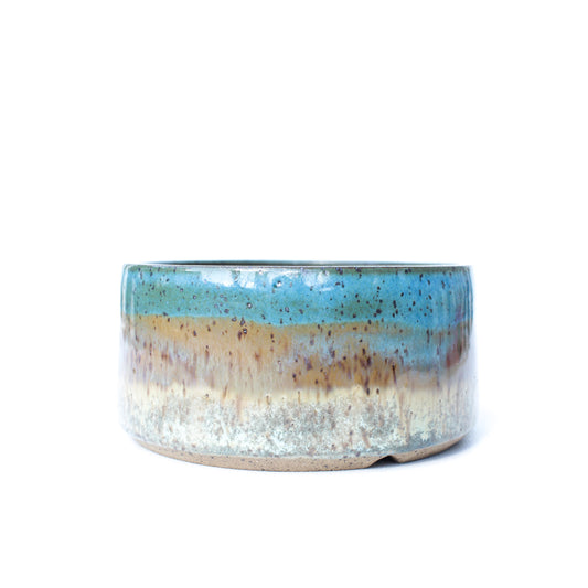 5" Blue Brown Speckled Stoneware Planter Pot