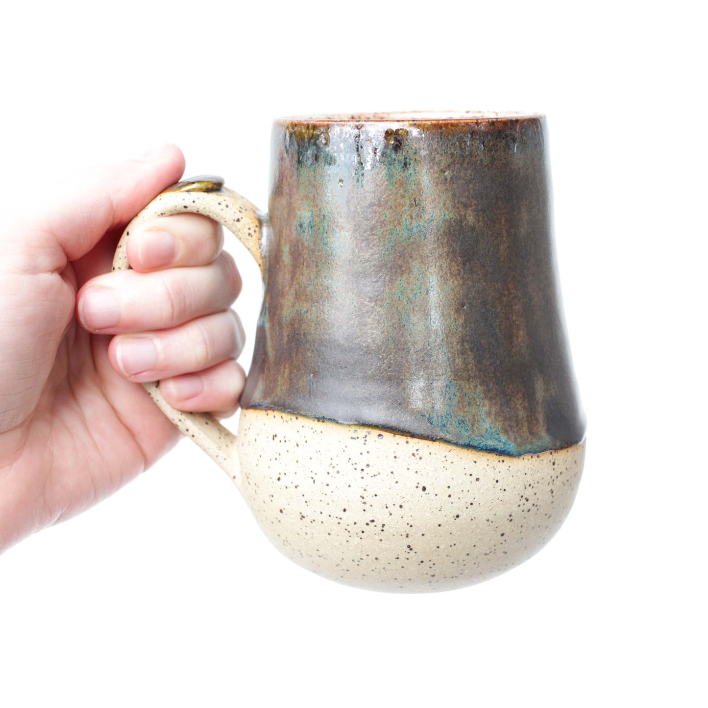 Brown and Blue Speckled Stoneware Mug