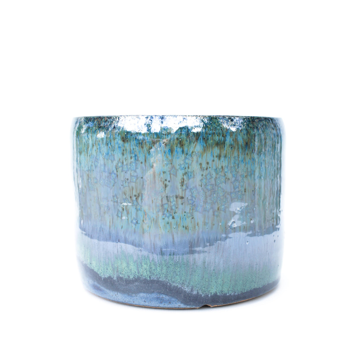 7.5" Blue Crystal Speckled Stoneware Planter Pot
