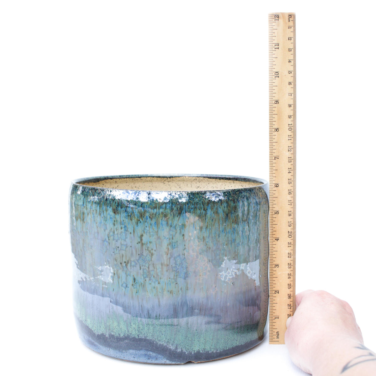 7.5" Blue Crystal Speckled Stoneware Planter Pot