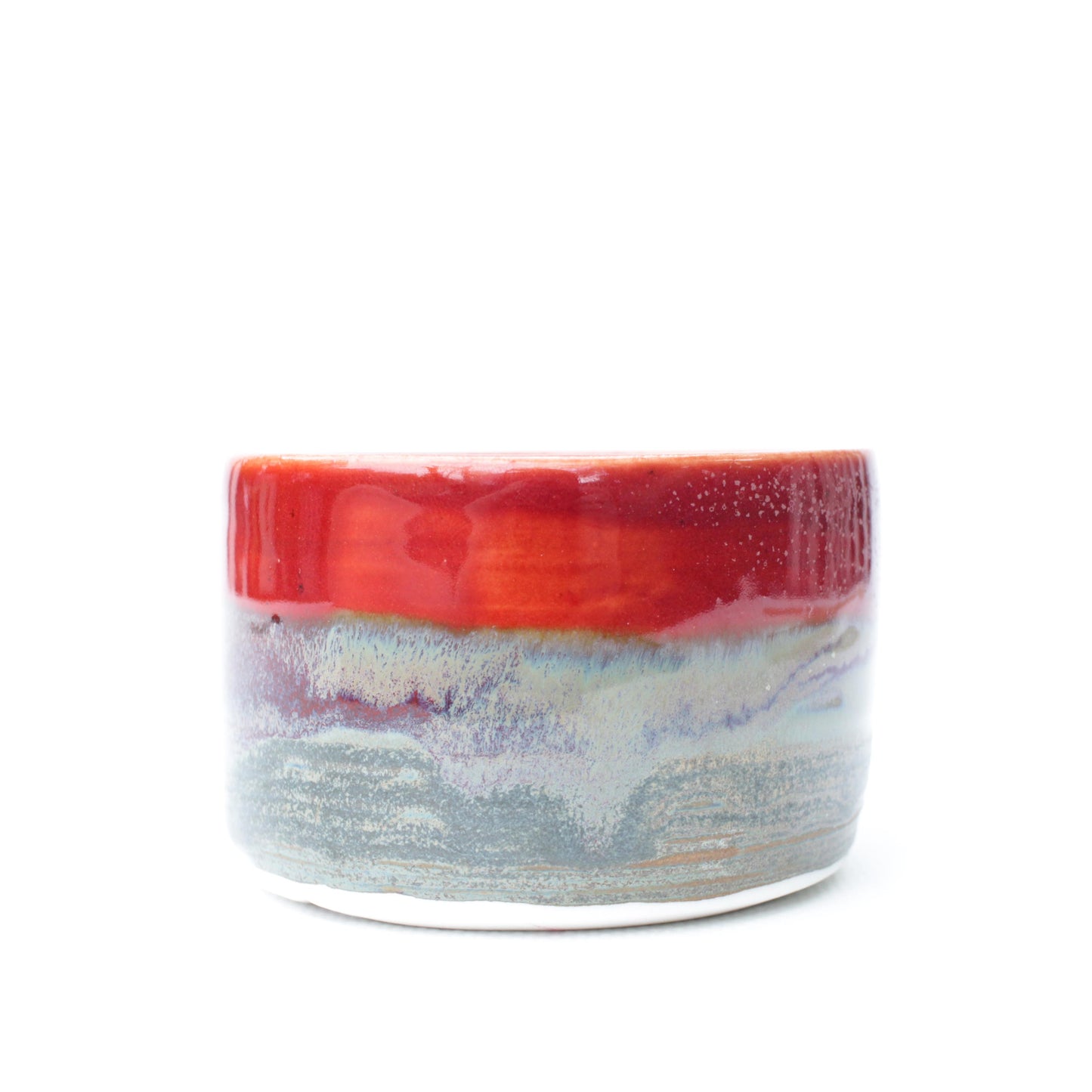 3" Cherry Red & Blue Grey Porcelain Planter Pot