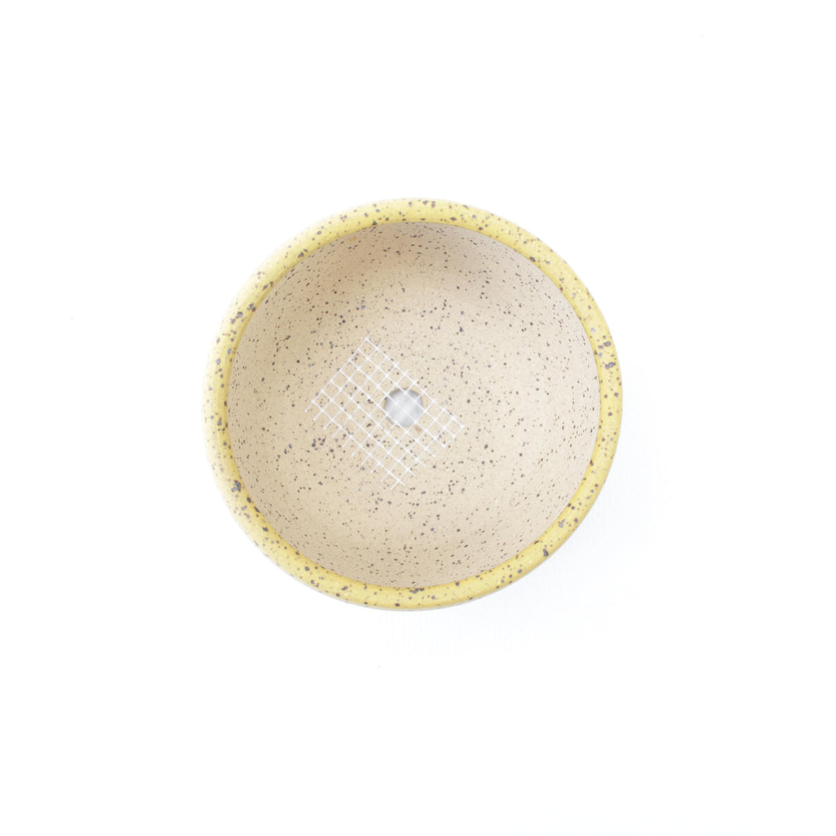 3.25" Yellow Speckled Stoneware Planter Pot