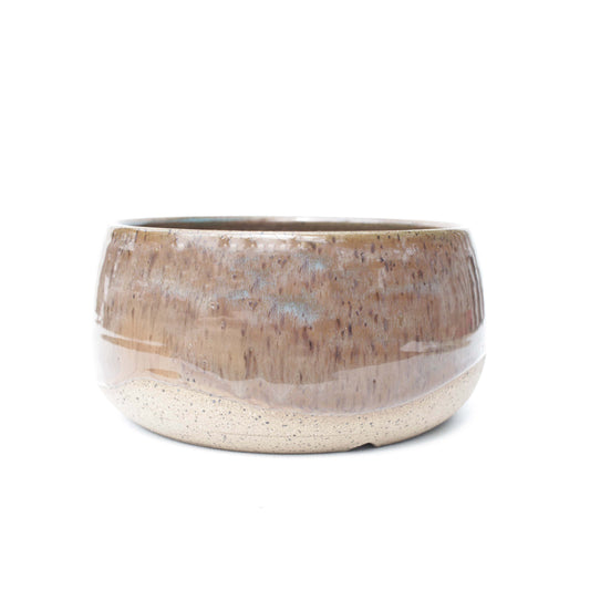 7" Ash Brown Speckled Stoneware Planter Pot