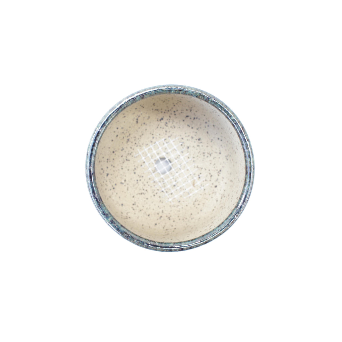 2.5" Blue Crystal & Lime Green Speckled Stoneware Planter Pot