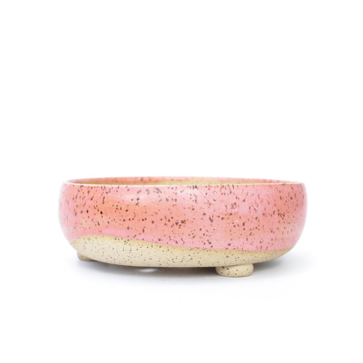 5.5" Coral Pink Speckled Stoneware Bonsai Pot